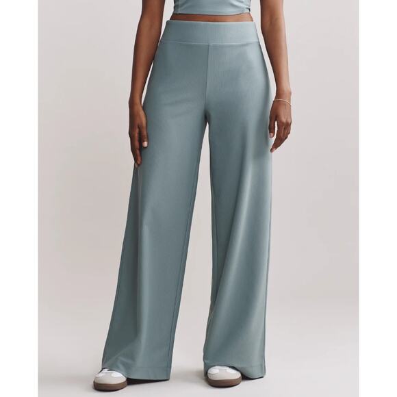 New Rhone Ripple Sweatpants Leggings Women Large Ribbed Sage Green Wide Leg Soft - Picture 1 of 11